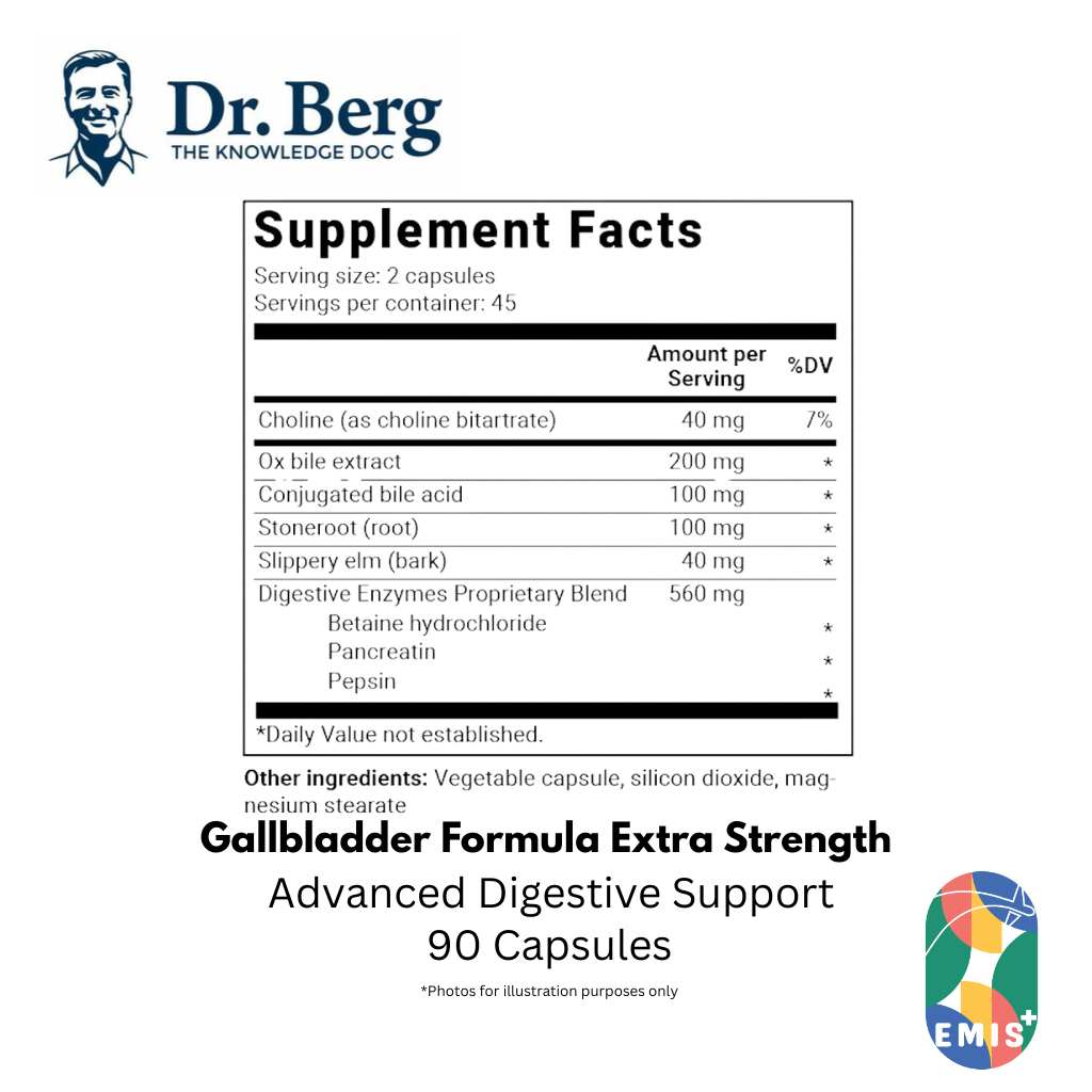 Dr Berg Gallbladder Formula Extra Strength: Advanced Digestive Support with Ox Bile & Enzymes - 90 Caps