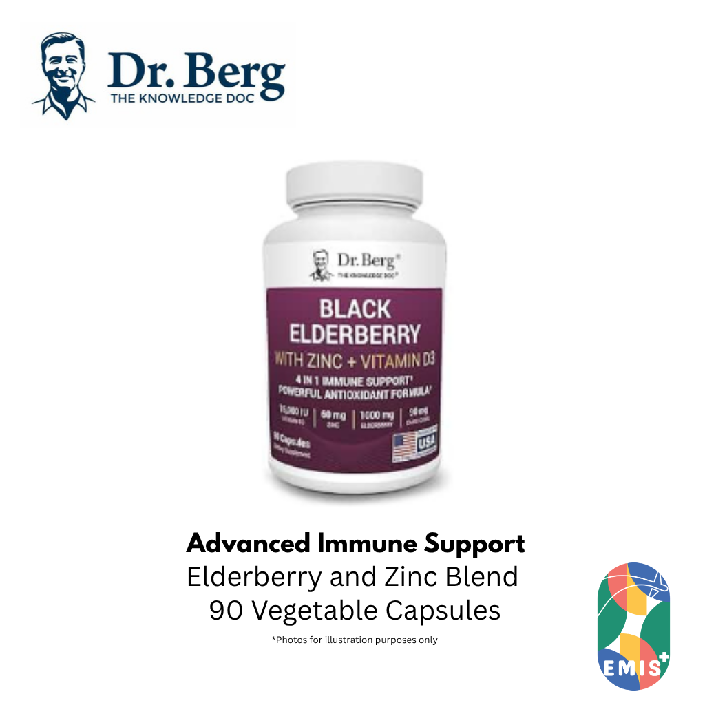 Dr Berg Advanced Immune Support 1000 mg Black Elderberry with Vitamin D3 and Zinc 90 Vegetable Capsules — buy online at EMIS+ Singapore