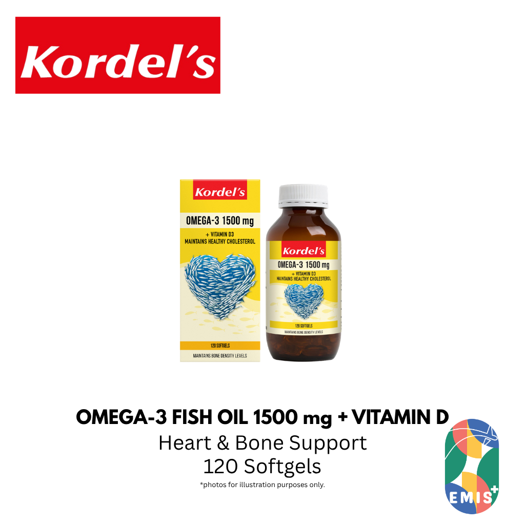 KORDEL’S OMEGA-3 FISH OIL 1500 mg + VITAMIN D – For the Seniors available at EMIS+ Singapore