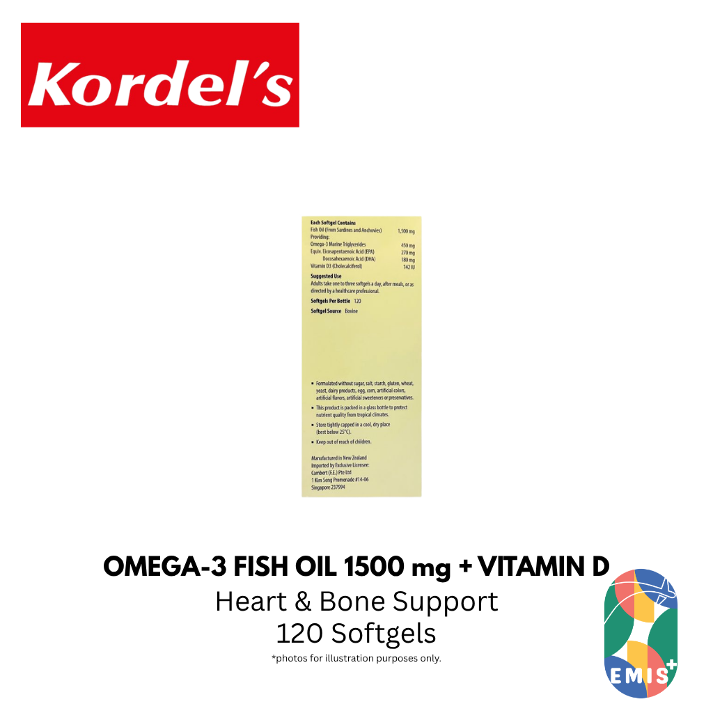 KORDEL’S OMEGA-3 FISH OIL 1500 mg + VITAMIN D – product detail view 5 | EMIS+ Singapore medical supplies