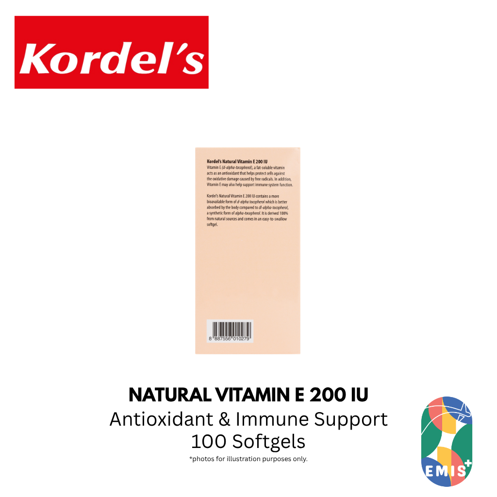 KORDEL’S NATURAL VITAMIN E 200 IU – product detail view 4 | EMIS+ Singapore medical supplies