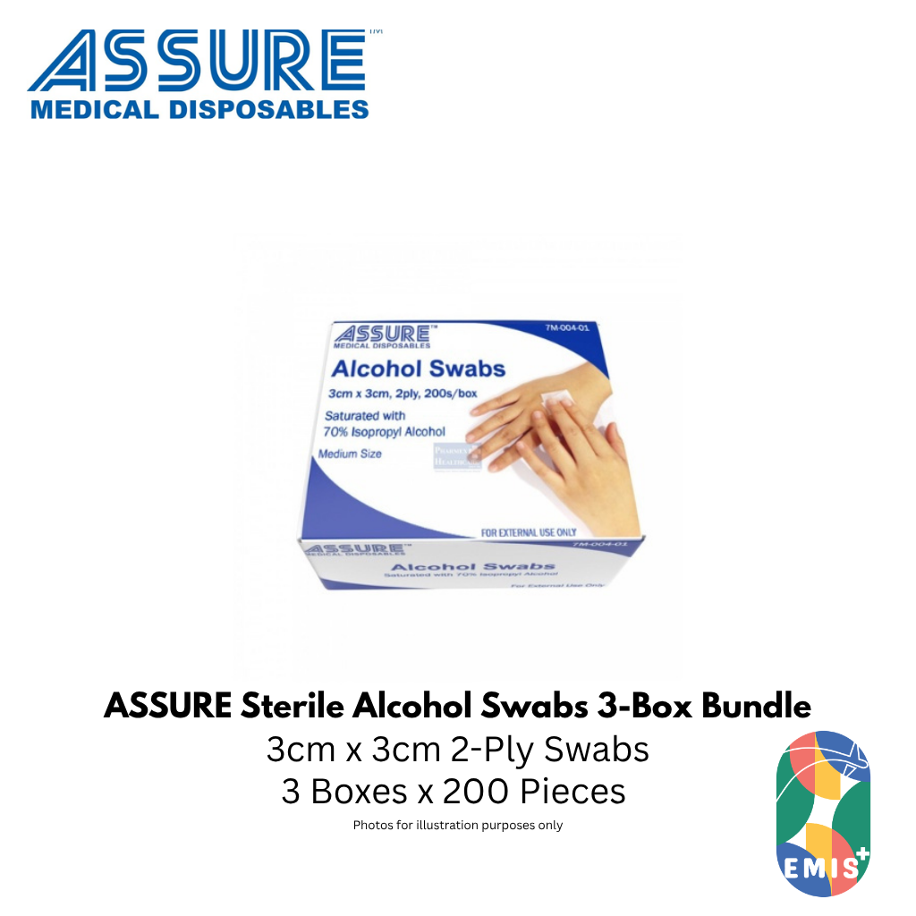 [Bundle of 3] ASSURE Alcohol Swab Sterile 3cm x 3cm 2-Ply 200 Pieces p — Medical Equipment, product view 2 | EMIS+ Singapore