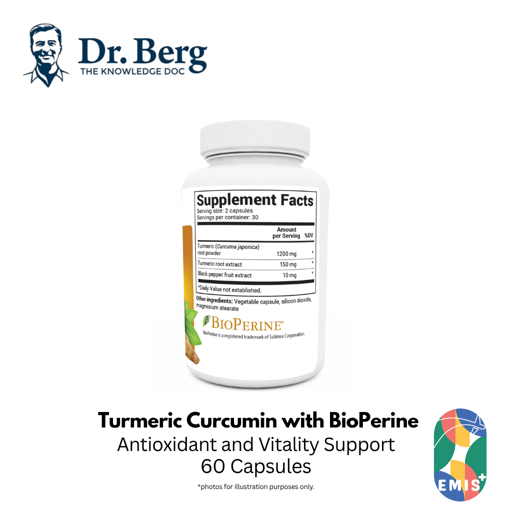 Dr. Berg Turmeric Curcumin with BioPerine - Maximum Absorption 60 Capsules – Buy in Singapore | EMIS+ Medical Supplies
