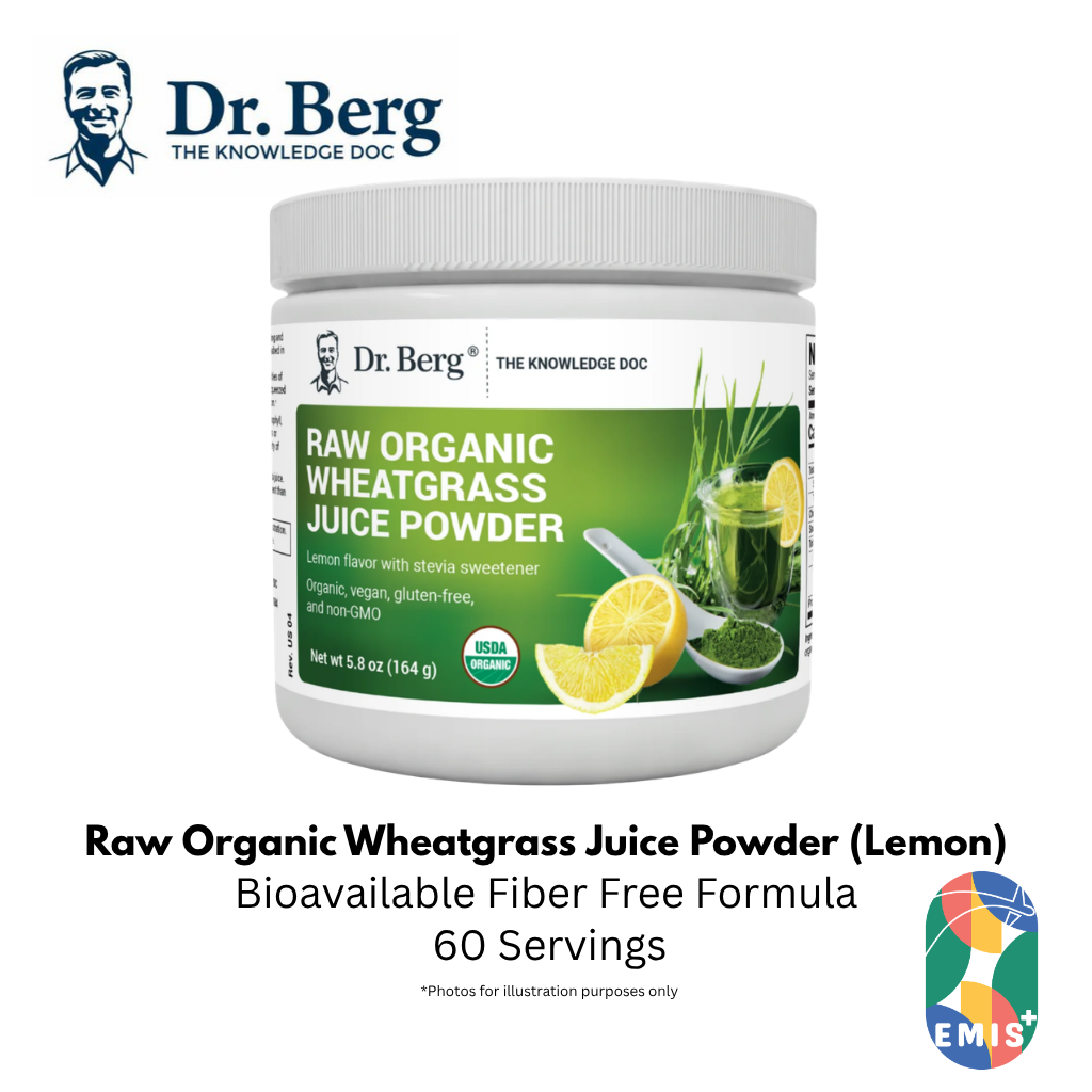 Dr Berg Raw Organic Wheatgrass Juice Powder with Lemon USDA Certified Nutrient Dense Superfood Drink