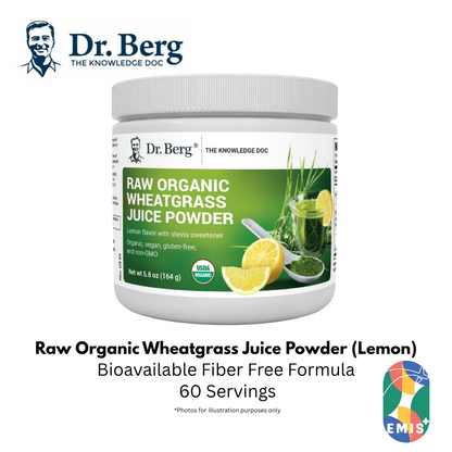 Dr Berg Raw Organic Wheatgrass Juice Powder with Lemon USDA Certified Nutrient Dense Superfood Drink