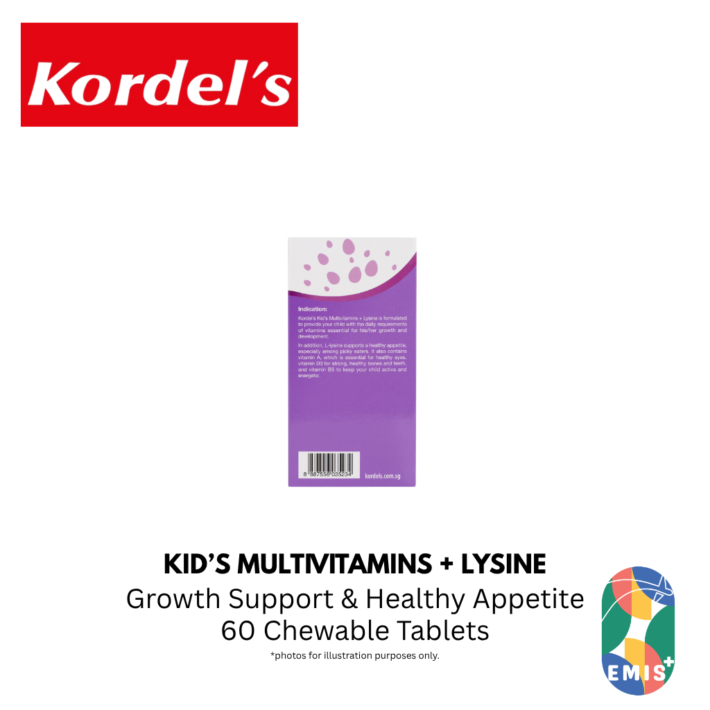 KORDEL’S KID’S MULTIVITAMINS + LYSINE – product detail view 4 | EMIS+ Singapore medical supplies