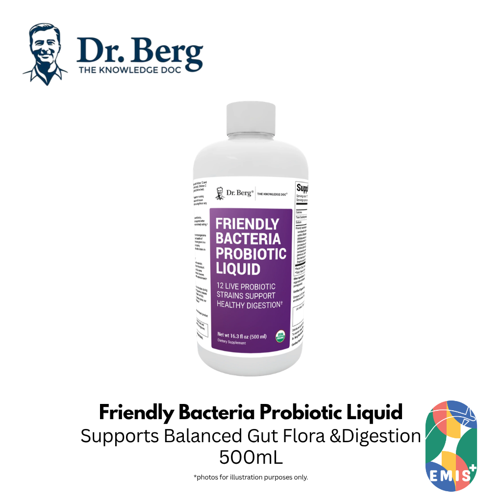 Dr. Berg Friendly Bacteria Probiotic Liquid: 12 Strains for Optimal Gut Health - 16.3 fl oz