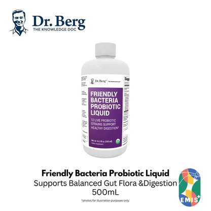 Dr. Berg Friendly Bacteria Probiotic Liquid: 12 Strains for Optimal Gut Health - 16.3 fl oz