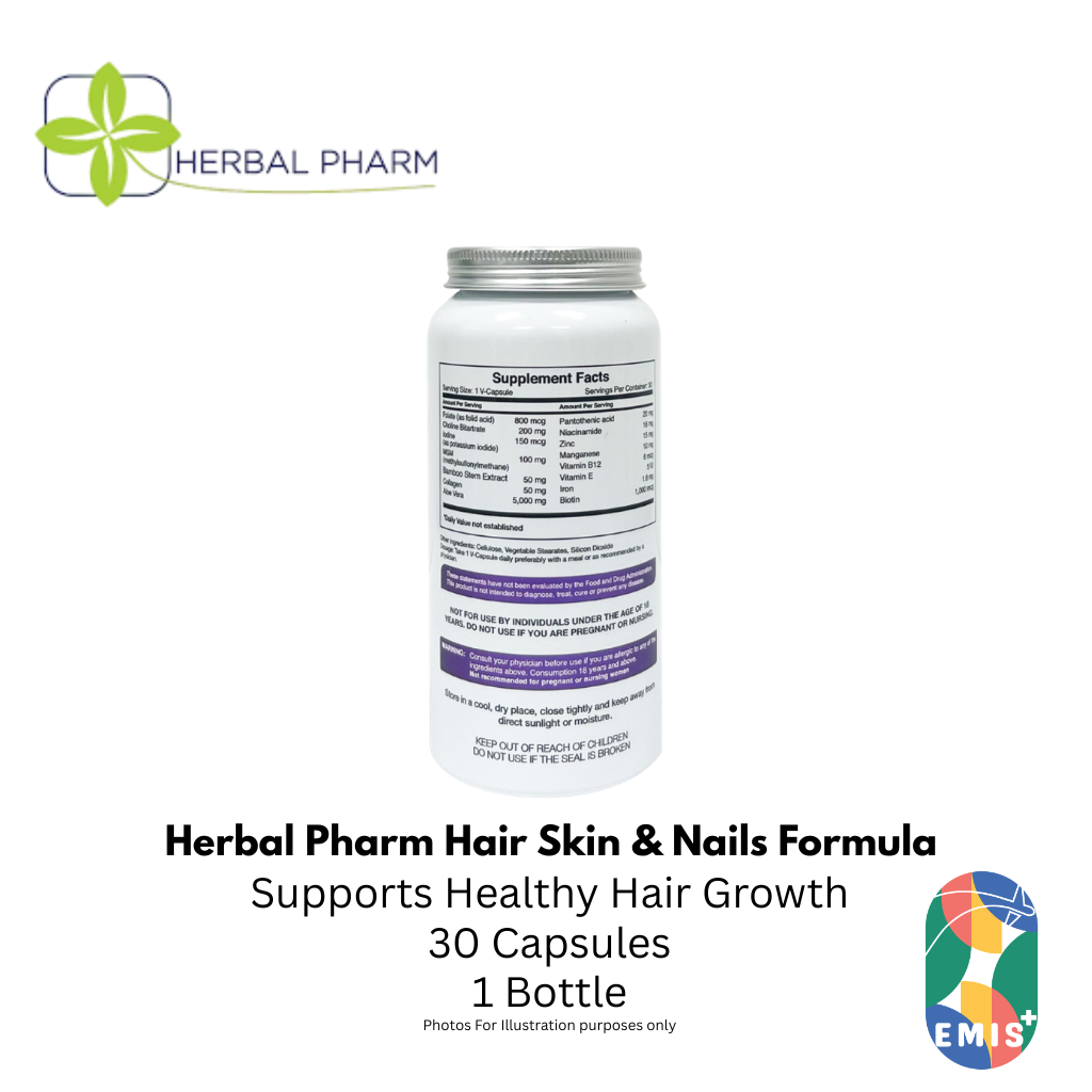 Herbal Pharm: Hair, Skin & Nails - Radiant Beauty from Within (30 V-Capsules) product image 2 – EMIS+ Singapore