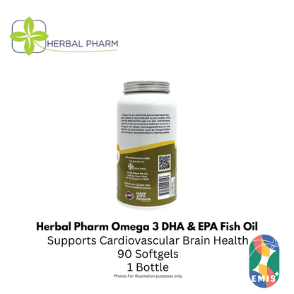 Herbal Pharm Omega 3 DHA and EPA Fish Oil Supplement for Heart Brain and Joint Health 90 S | Singapore | EMIS+