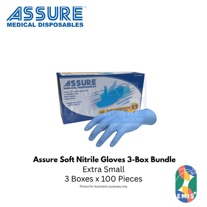 Bundle of 3 Assure Soft Nitrile Gloves Powder Free Blue 100 Pce/Box (image 3)