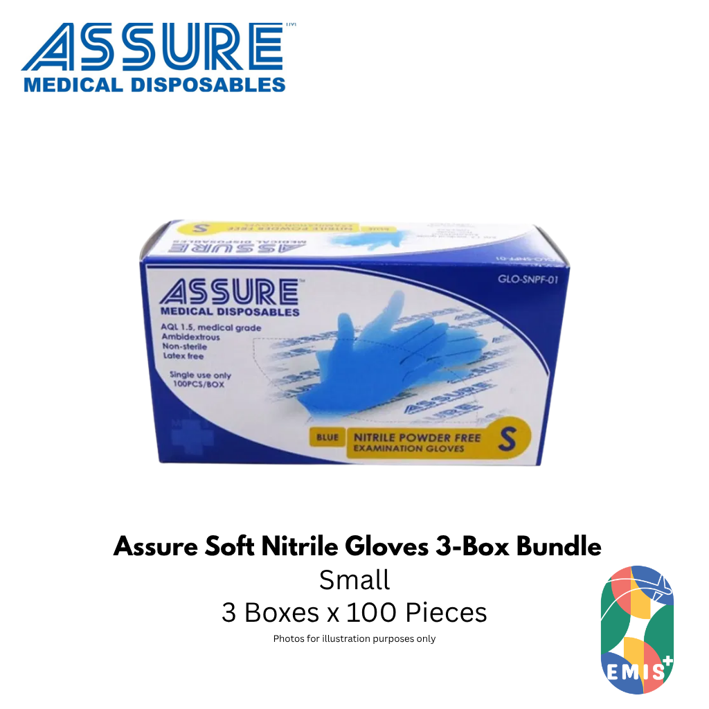 Bundle of 3 Assure Soft Nitrile Gloves Powder Free Blue 100 Pce/Box (image 2)