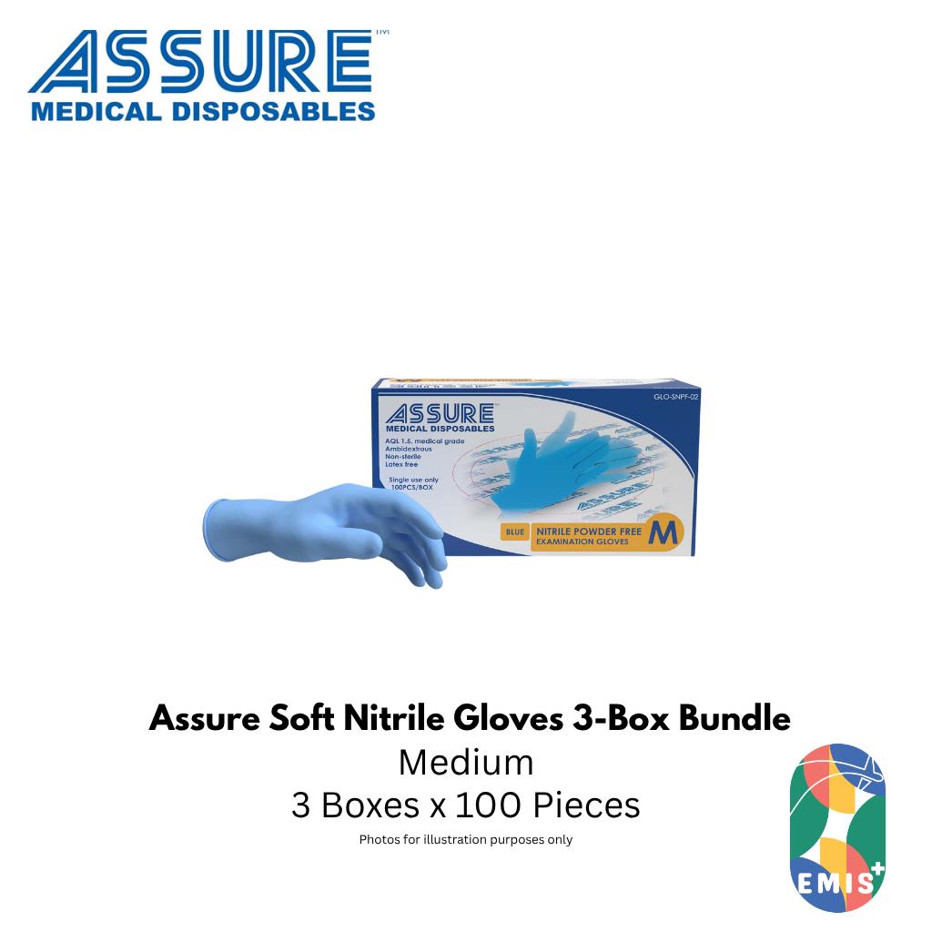 Bundle of 3 Assure Soft Nitrile Gloves Powder Free Blue 100 Pce/Box (image 5)