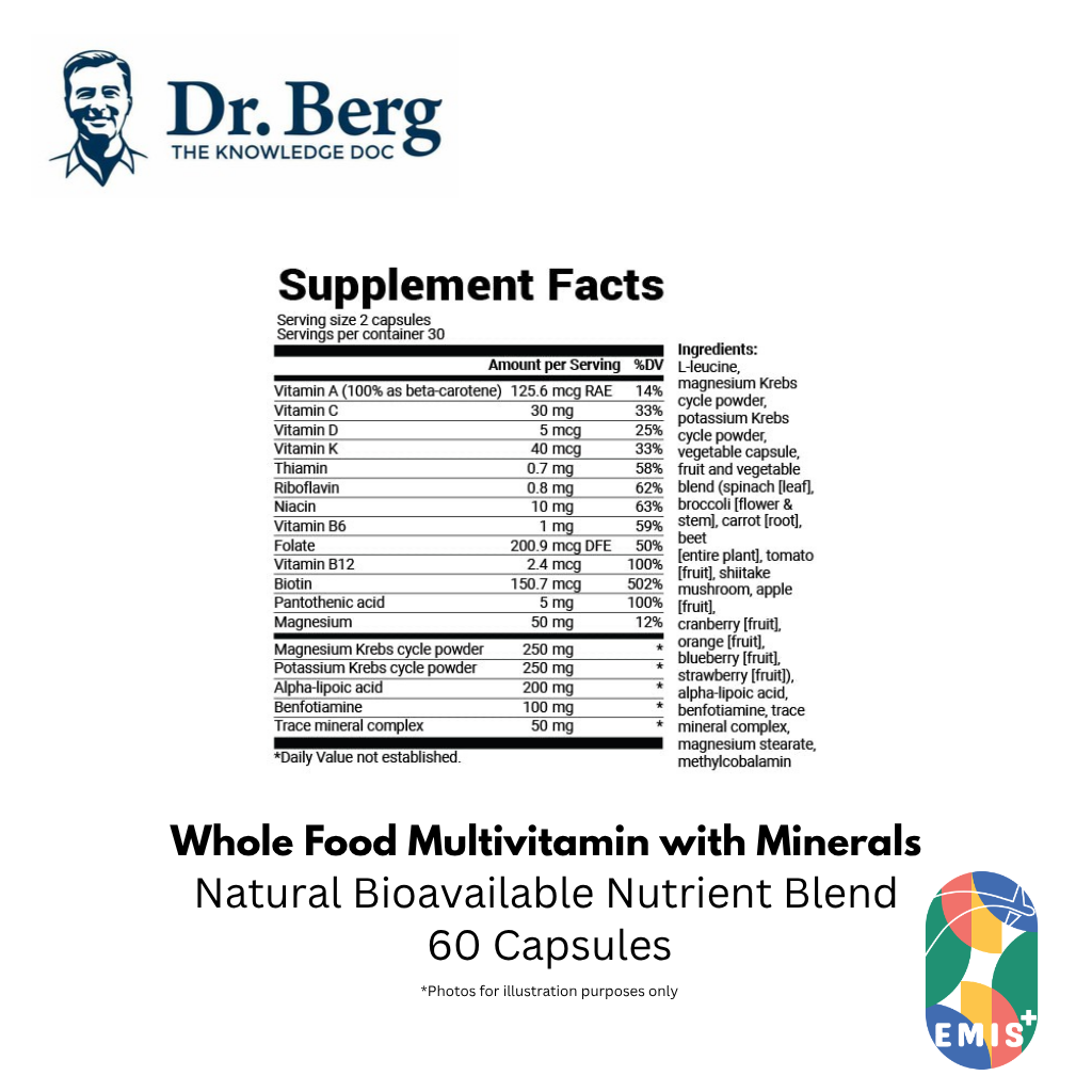 Dr Berg Whole Food Multivitamin with Minerals 60 Capsules for Optimal Health – Buy in Singapore | EMIS+ Medical Supplies