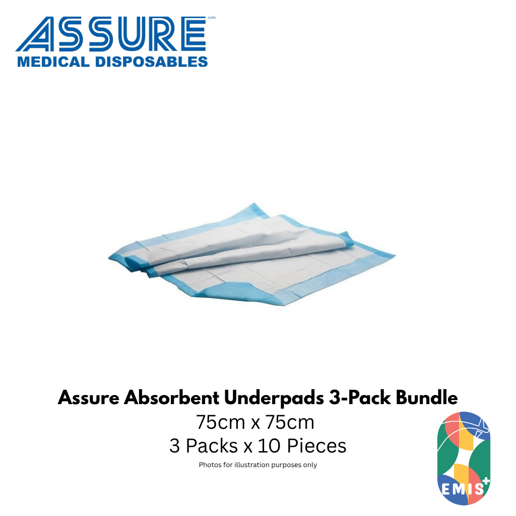 Bundle of 3 ASSURE Underpads 30" X 30" 75cm X 75cm 60G 10s Per Pack (image 2)