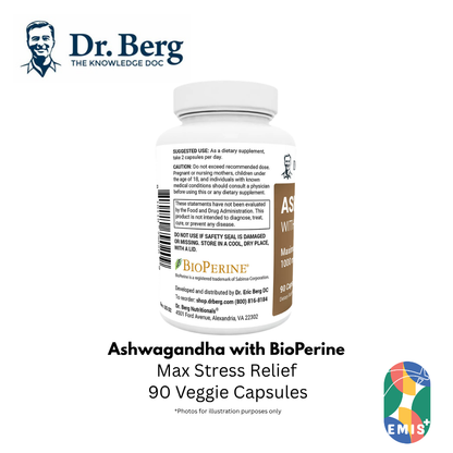 Dr. Berg Ashwagandha with BioPerine: Max Stress Relief (90 Veggie Capsules) – Buy in Singapore | EMIS+ Medical Supplies