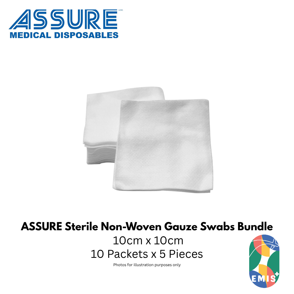 Bundle of 10 ASSURE Sterile Non Woven Gauze Swab 10cm x 10cm 4 Ply 5 Pcs Per Pack (image 2)