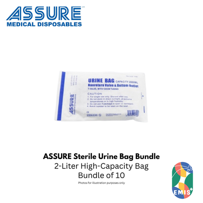 ASSURE Urine Bag Sterile 2L T Outlet with 120cm Tubing Bundle of 10 - view 2