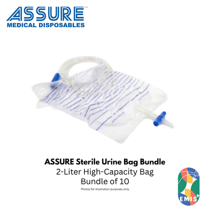ASSURE Urine Bag Sterile 2L T Outlet with 120cm Tubing Bundle of 10 - view 1
