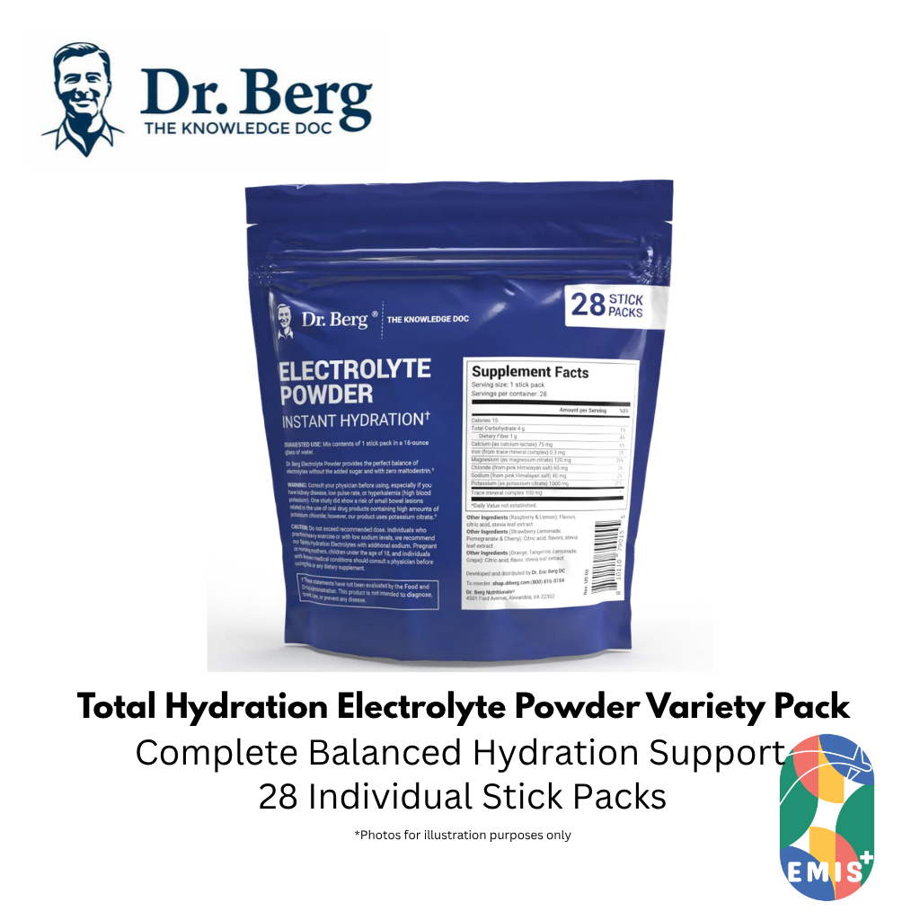 Dr. Berg Total Hydration Electrolyte Powder Variety Pack - 28 Stick Packs (Boost Energy &  | Singapore | EMIS+