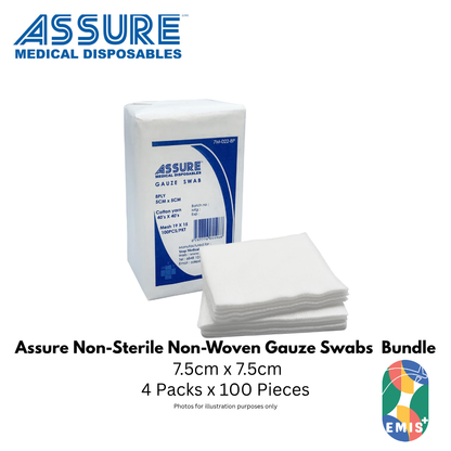 ASSURE Non-Woven Gauze Swab Non-Sterile 7.5cm x 7.5cm 4-Ply Bundle of 4 (100 Pieces per Pack) - view 2