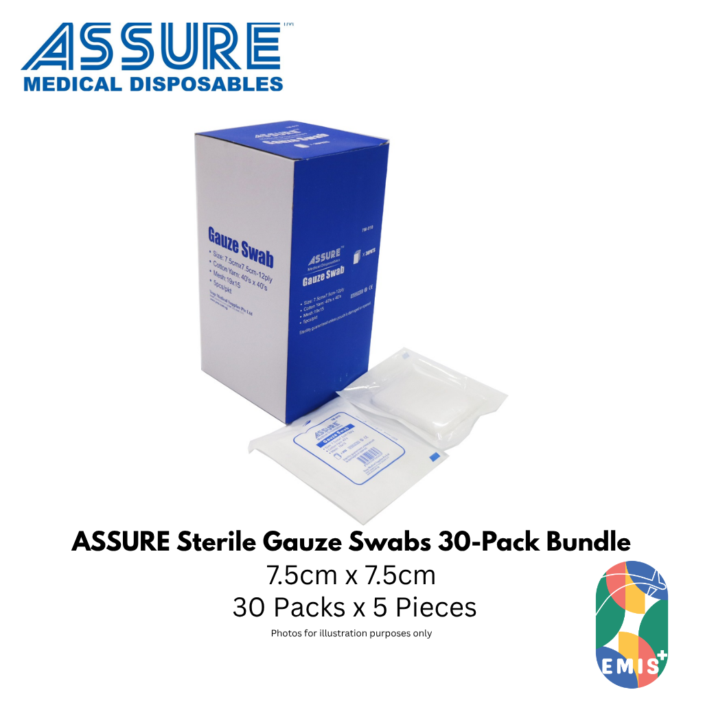 ASSURE Sterile Gauze Swab 7.5cm x 7.5cm 12-Ply Bundle of 30 (5 Pieces per Pack) - view 2