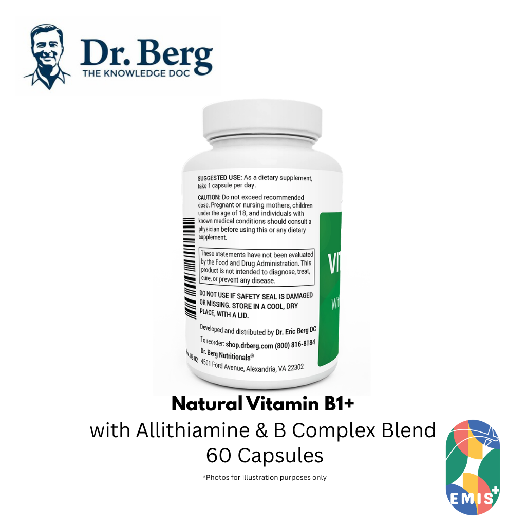 Dr. Berg Natural Vitamin B1+ with Allithiamine & B Complex Blend - 60 Capsules – Buy in Singapore | EMIS+ Medical Supplies