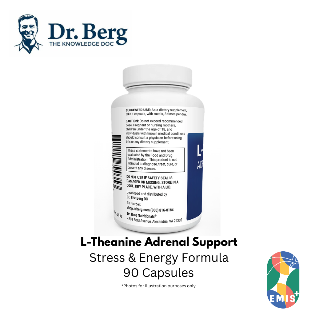 Dr. Berg L-Theanine Adrenal Support - Stress & Energy Formula (90 Capsules) product image 4 – EMIS+ Singapore