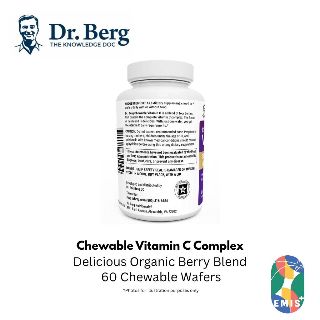 Dr. Berg Chewable Vitamin C Complex: Delicious Organic Berry Blend - 60 Wafers product image 4 – EMIS+ Singapore