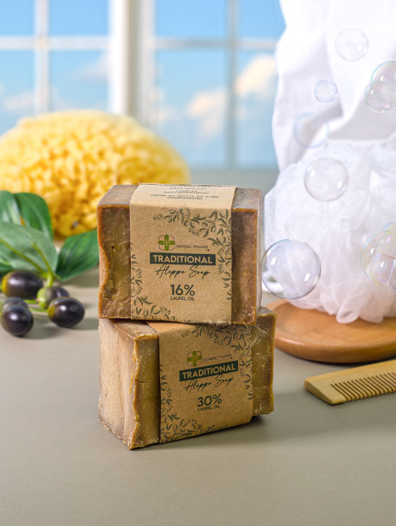 Herbal Pharm Traditional Aleppo Soap 30% Laurel Oil 200g - Herbal Pharm Singapore