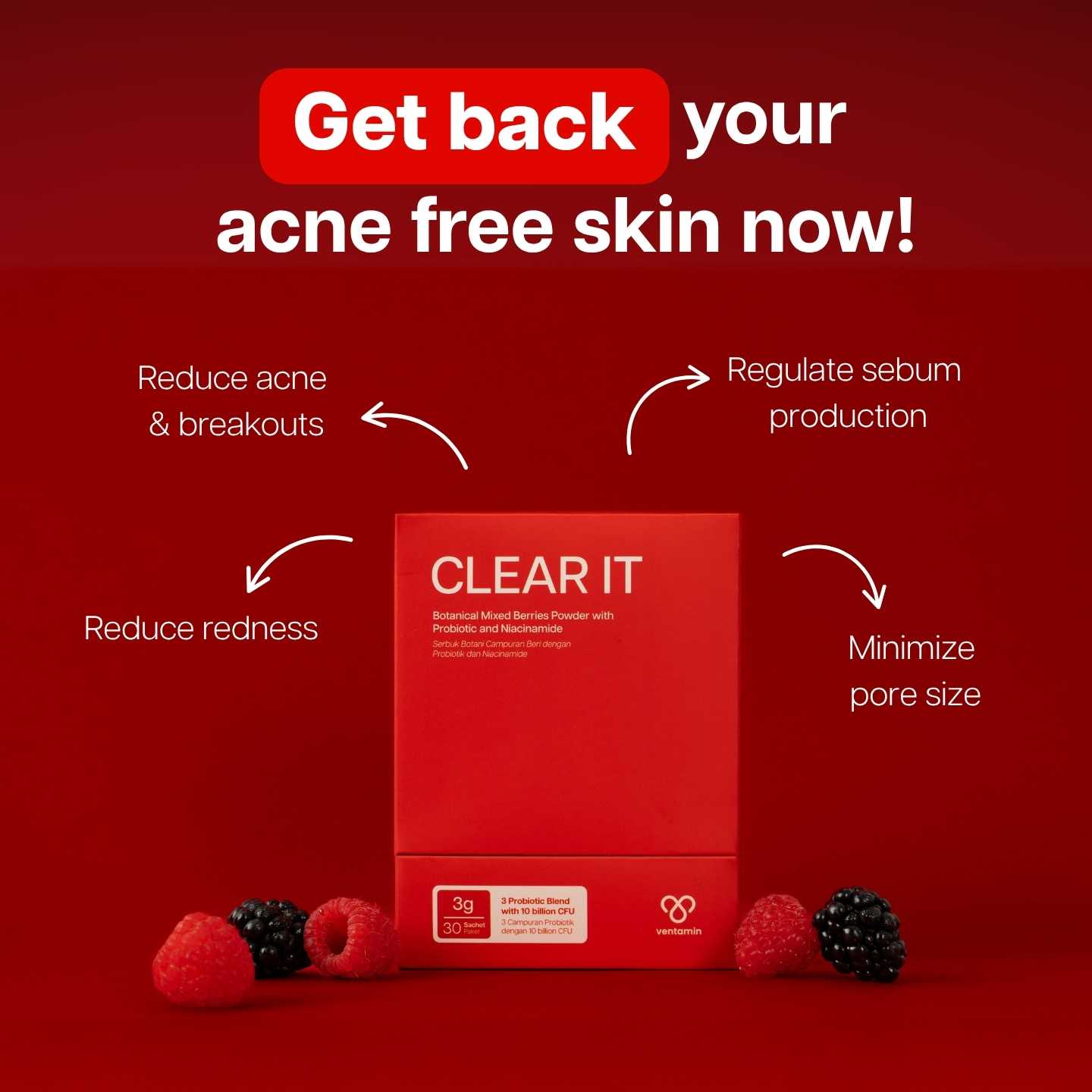Ventamin Clear It Daily Skin Support Supplement for Clearer Looking Skin