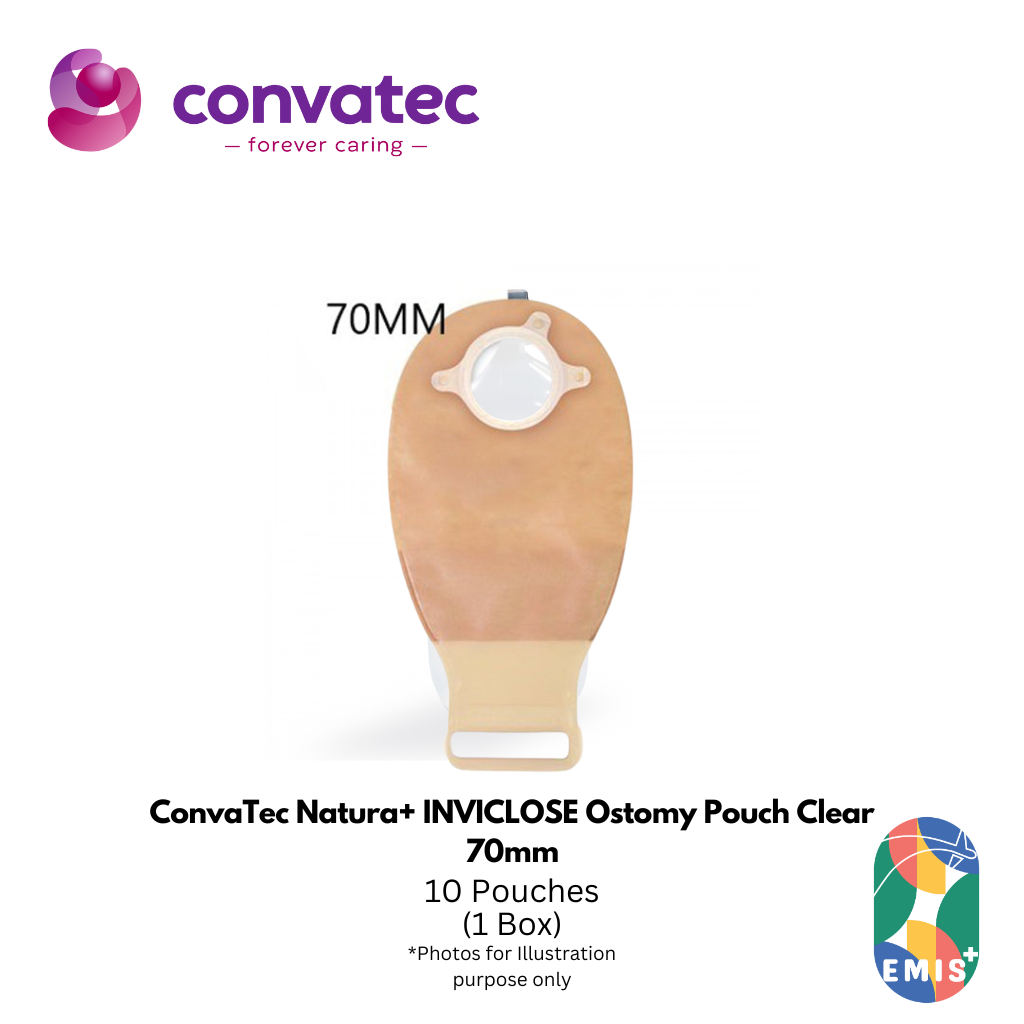 ConvaTec Natura+ INVICLOSE Ostomy Pouch – Clear, 70mm | Advanced Drainable Pouch with Anti Clogging Filter & Clip Less Tail C