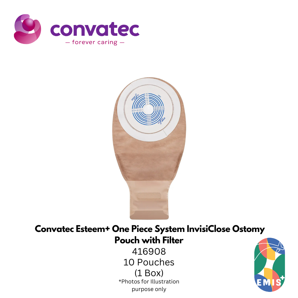 Convatec Esteem+ One Piece System InvisiClose Ostomy Pouch with Filter – Soft, Secure & Gentle Skin Barrier (416908) | Box of