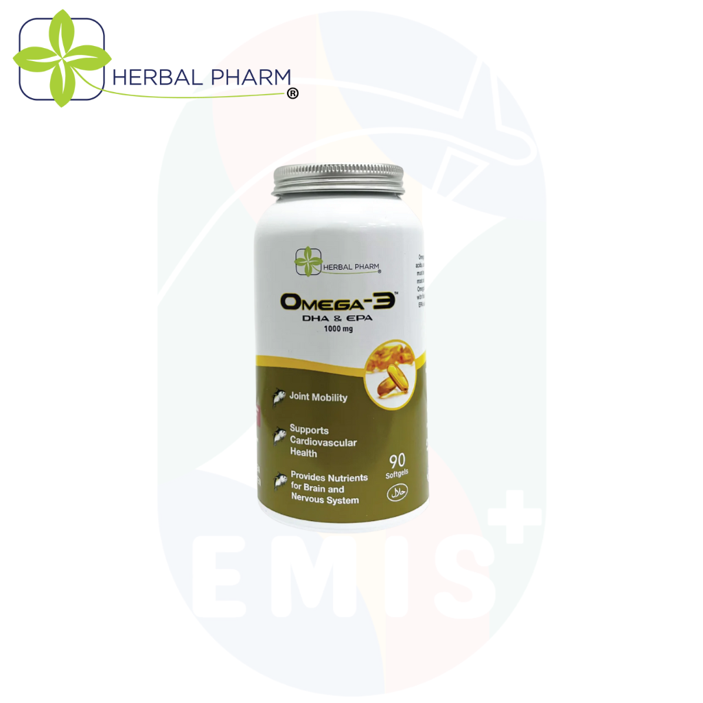 Herbal Pharm Omega 3 DHA and EPA Fish Oil Supplement for Heart Brain and Joint Health 90 Softgels