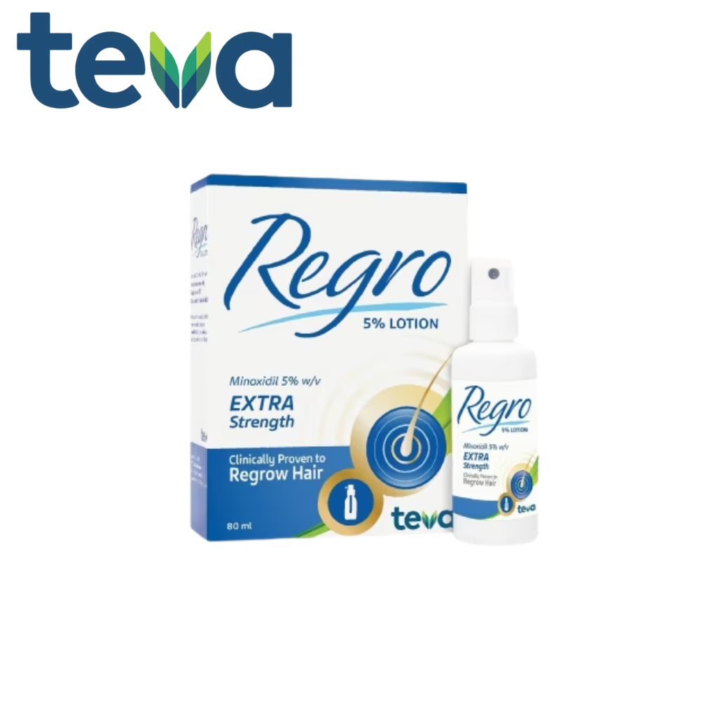 Teva Regro 5% Minoxidil Scalp Lotion 80ml Clinically Proven Hair Regrowth Treatment