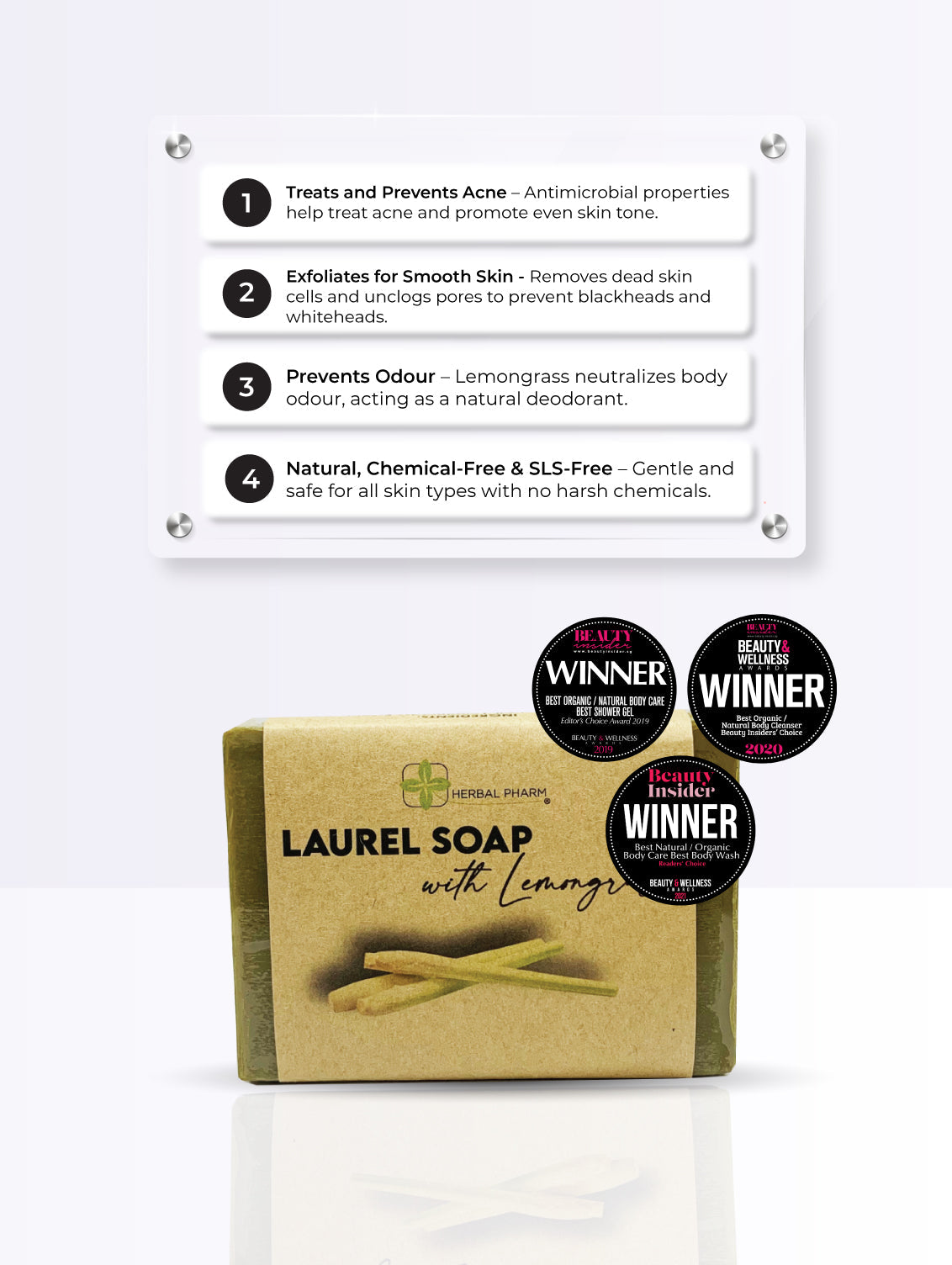 Herbal Pharm Aleppo Laurel Soap with Lemongrass 125g - Herbal Pharm Singapore