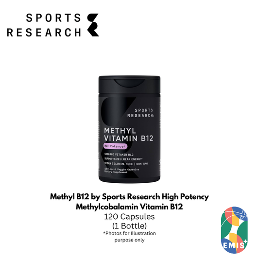 Methyl B12 by Sports Research High Potency Methylcobalamin Vitamin B12 with Coconut MCT Oil Supports Energy Metabolism Red Bl