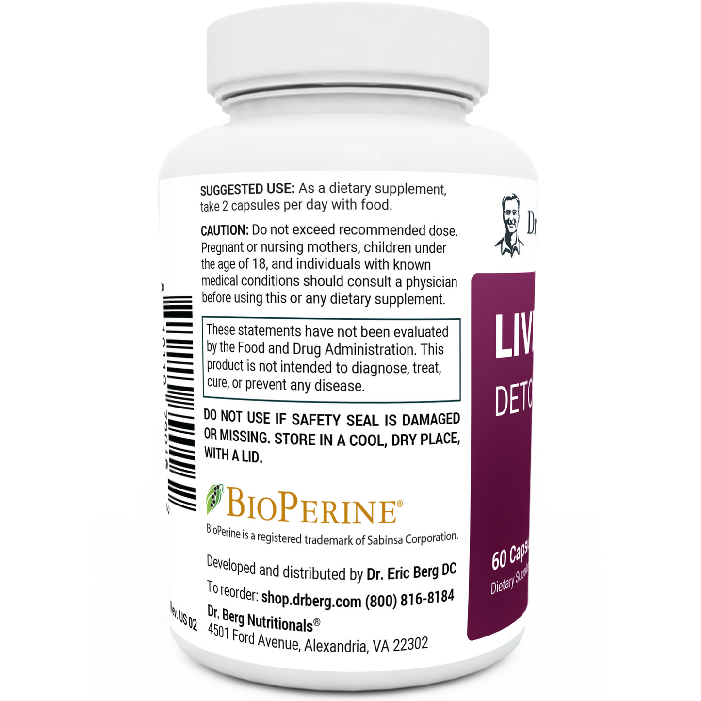 Dr. Berg Liver Cleanse Detox & Repair with Milk Thistle, Ox Bile & Choline - 60 Capsules