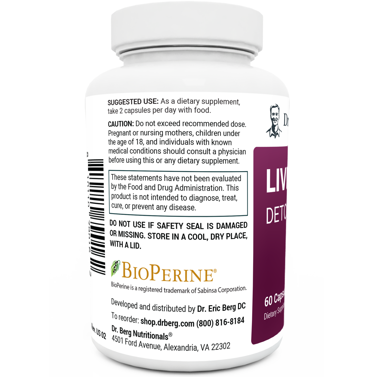 Dr. Berg Liver Cleanse Detox & Repair with Milk Thistle, Ox Bile & Choline - 60 Capsules