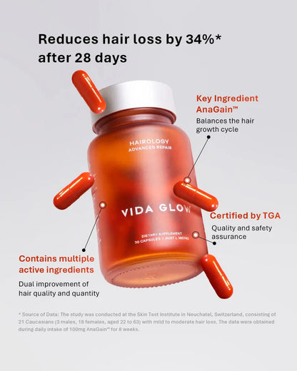 Vida Glow Hairology - 30 Capsules for Thicker, Healthier Hair