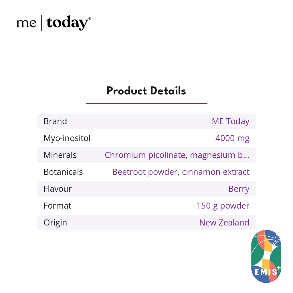 ME Today Complex Blood Sugar & Cycle Sync Powder with 4000mg Myo-Inositol, 150g