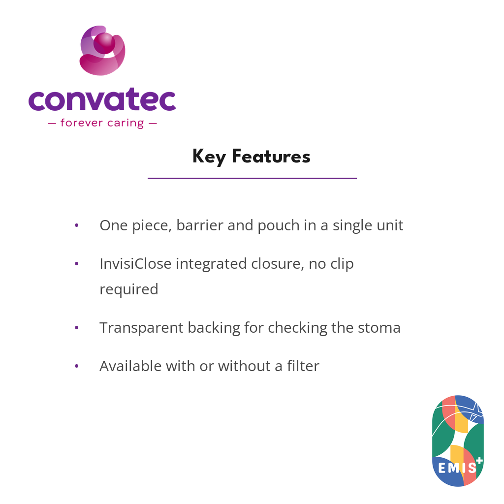 ConvaTec Esteem+ One Piece Drainable Pouch with InvisiClose, Transparent key features