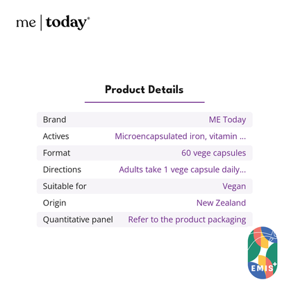 ME Today Iron Plus with Vitamin C, Folate and B12, 4-in-1 Energy Support