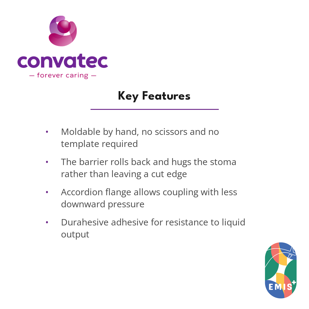 ConvaTec Natura Durahesive Moldable Skin Barrier with Accordion Flange key features