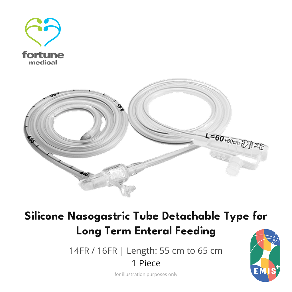 Silicone Nasogastric Tube Detachable Type, Fortune Medical, 14FR/16FR, 55 to 65 cm, 1 piece