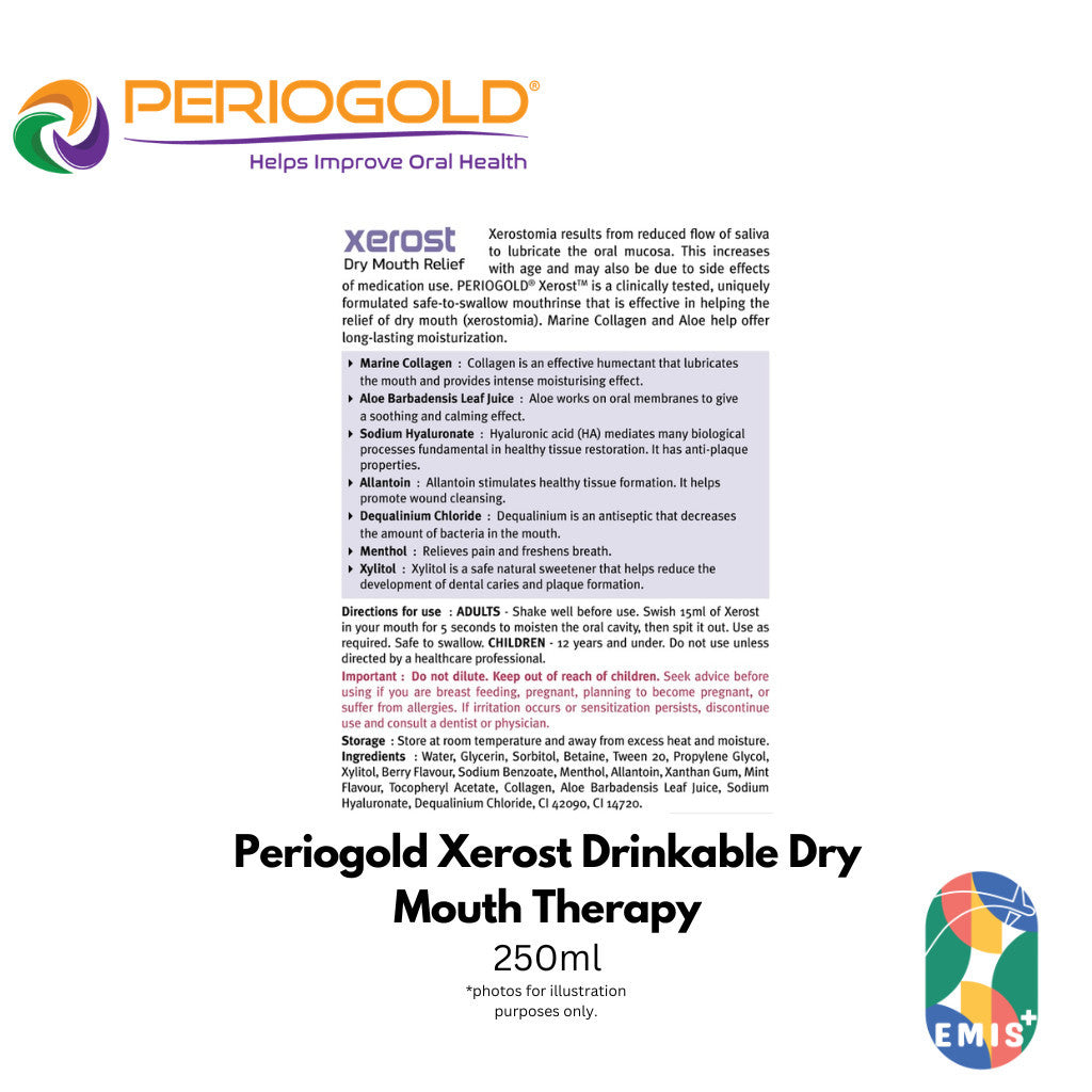 Periogold Xerost Drinkable Dry Mouth Therapy 250ml | Salivary Gland Dysfunction | EMIS+ – view 1 | EMIS+ Singapore
