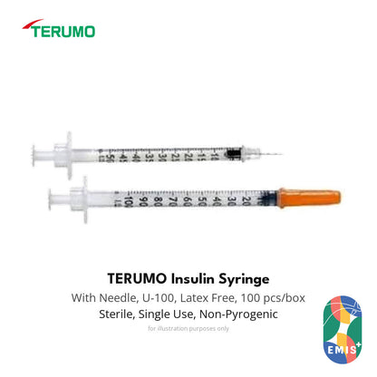 [100s] Terumo Insulin Syringe 1mL 31G x 6mm U-100 Sterile with Needle EMIS+