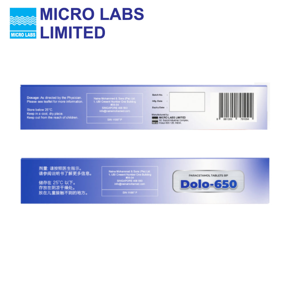 Dolo 650 Paracetamol Tablets 650mg 20 Tablets