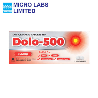 Dolo 500 Paracetamol Tablets 500mg 20 Tablets