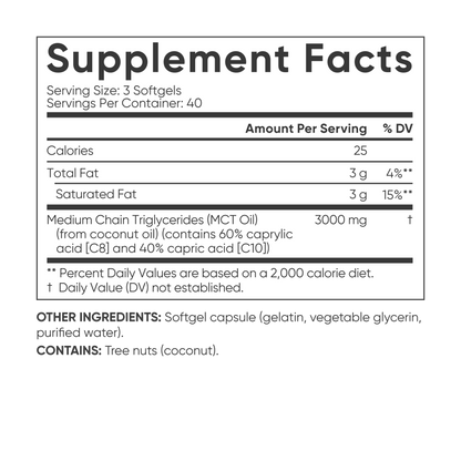 Sports Research MCT Oil Softgels for Keto Energy and Ketosis